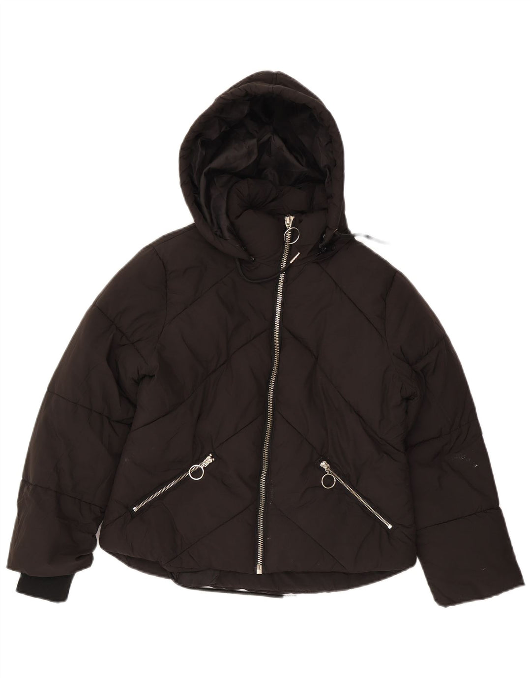 Topshop Chaqueta Acolchada Extragrande con Capucha para Mujer Petite UK 8 Small Negro
