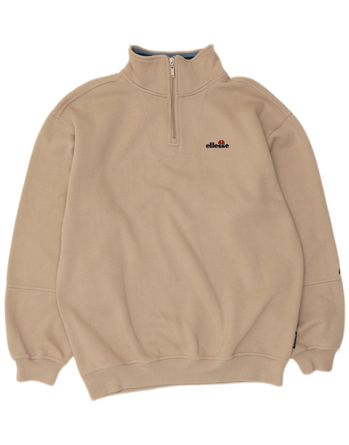 Ellesse Hombre Zip Neck Sudadera Jumper Medium Beige Poliéster