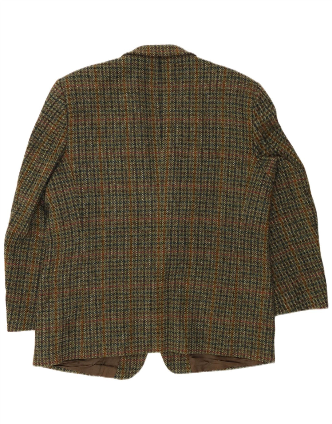 HARRIS TWEED Chaqueta tipo blazer de 2 botones para hombre UK 40 Large Khaki Houndstooth