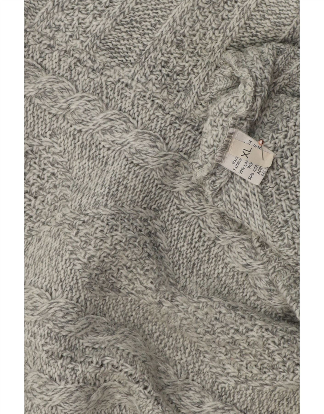 VINTAGE Jersey de cuello con cremallera para hombre XL Lana gris