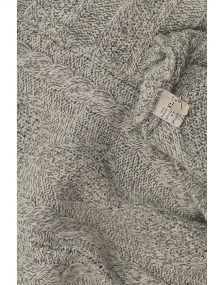 VINTAGE Jersey de cuello con cremallera para hombre XL Lana gris