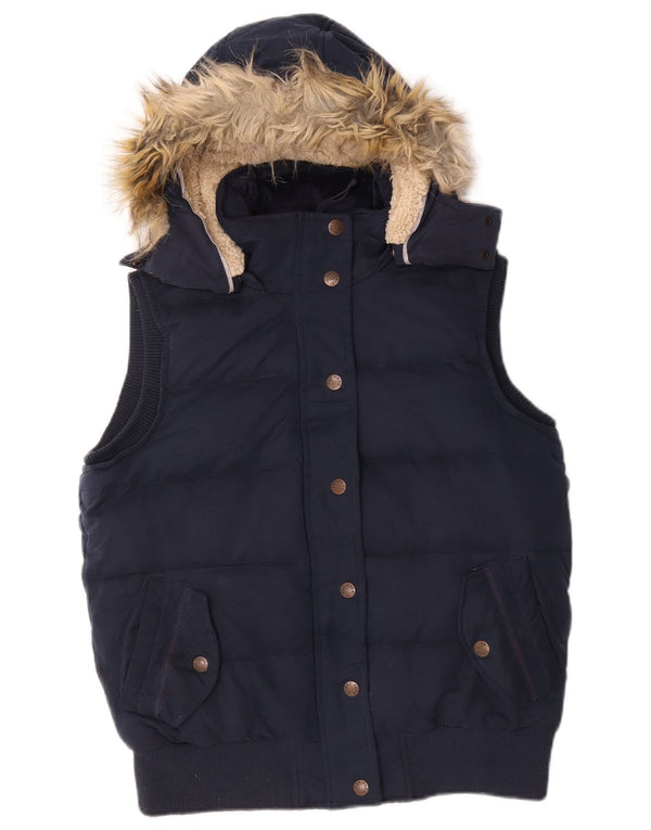 Chaleco acolchado con capucha para mujer Fat Face UK 40 Medium Azul marino Algodón