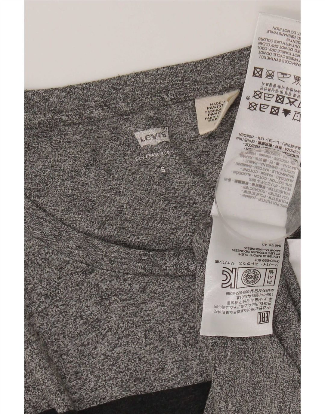 Levi's Camiseta gráfica para mujer Top UK 10 Small Grey Moteado Poliéster