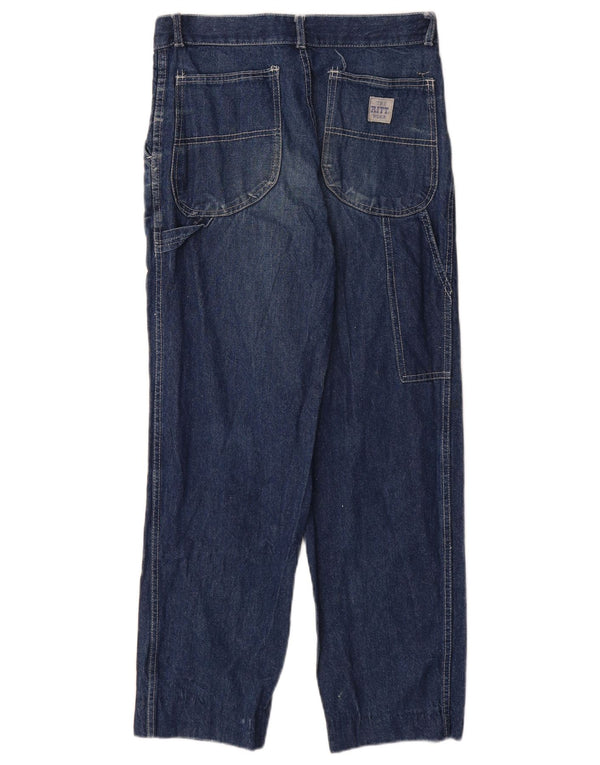 Vintage Mujer Cargo Straight Jeans W29 L29 Algodón Azul Marino