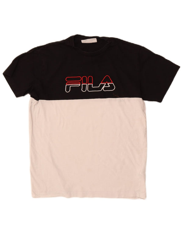 Fila Mens Graphic T-Shirt Top XS White Colourblock Cotton