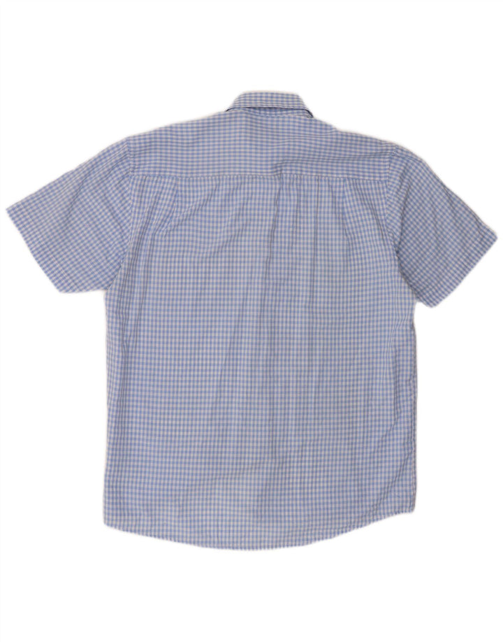 Pierre Cardin Camisa de corte regular de manga corta para hombre Vichy azul grande