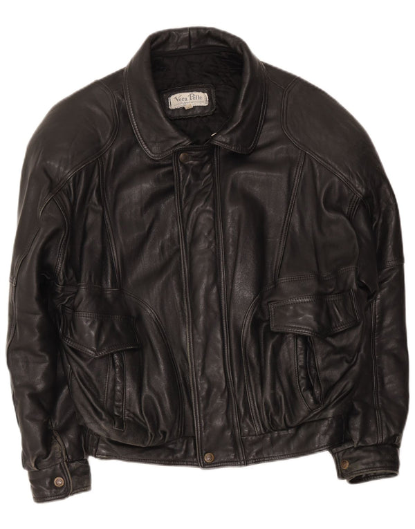 Lavorazione Artigiana Chaqueta Bomber de Cuero para Hombre UK 38 Medium Black