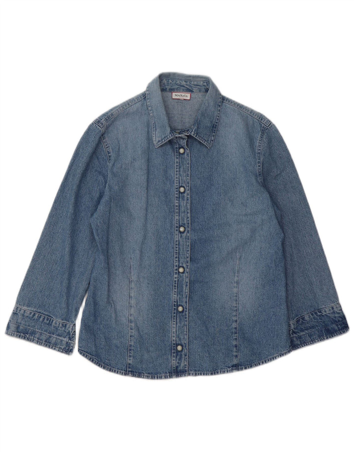 MAX & CO. Camisa vaquera de manga 3/4 para mujer IT 46 Algodón azul grande