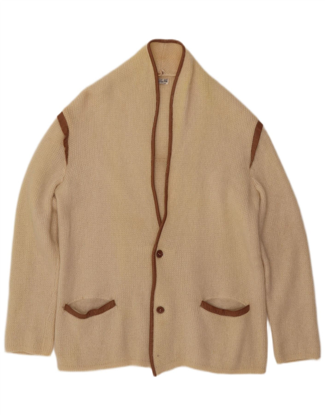 Beltrami Cárdigan para hombre suéter mediano de mohair blanco roto