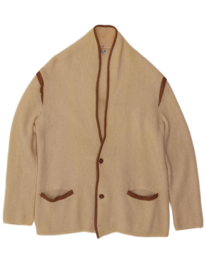 Beltrami Cárdigan para hombre suéter mediano de mohair blanco roto