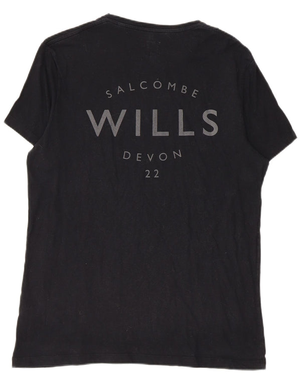Jack Wills - Camiseta gráfica para hombre, talla pequeña, algodón negro
