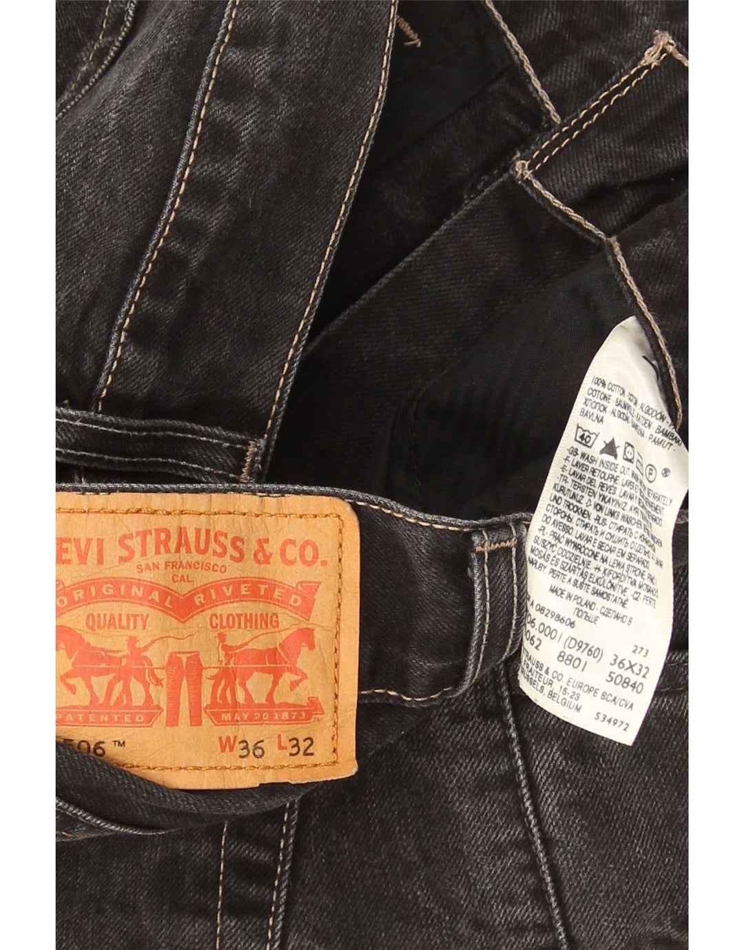 Levi's Vaqueros rectos 506 para hombre W36 L32 Negro