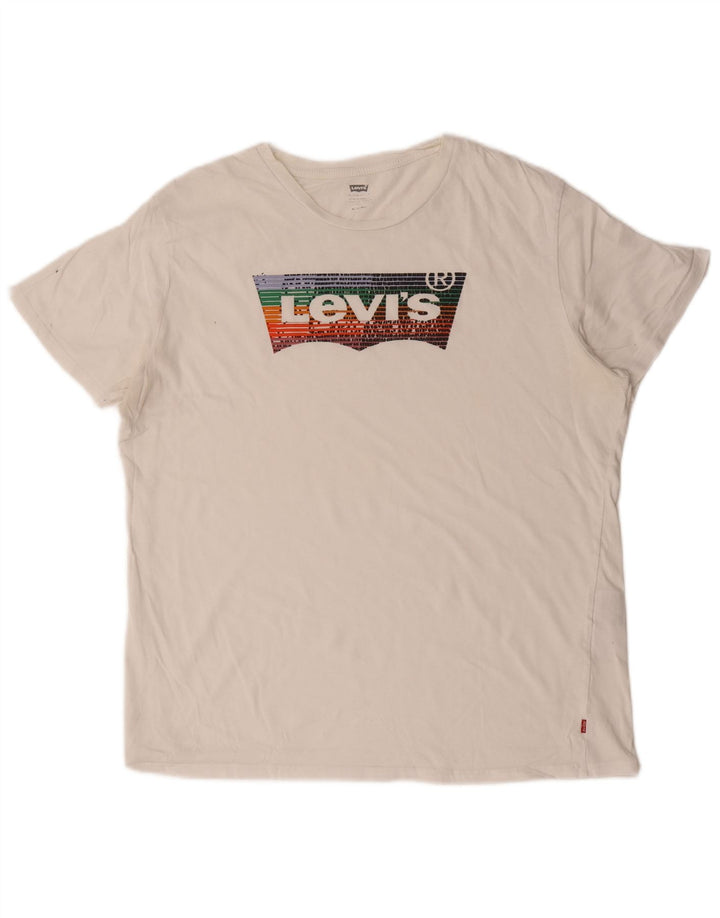 Levi's Hombre Camiseta Gráfica Top XL Algodón Blanco