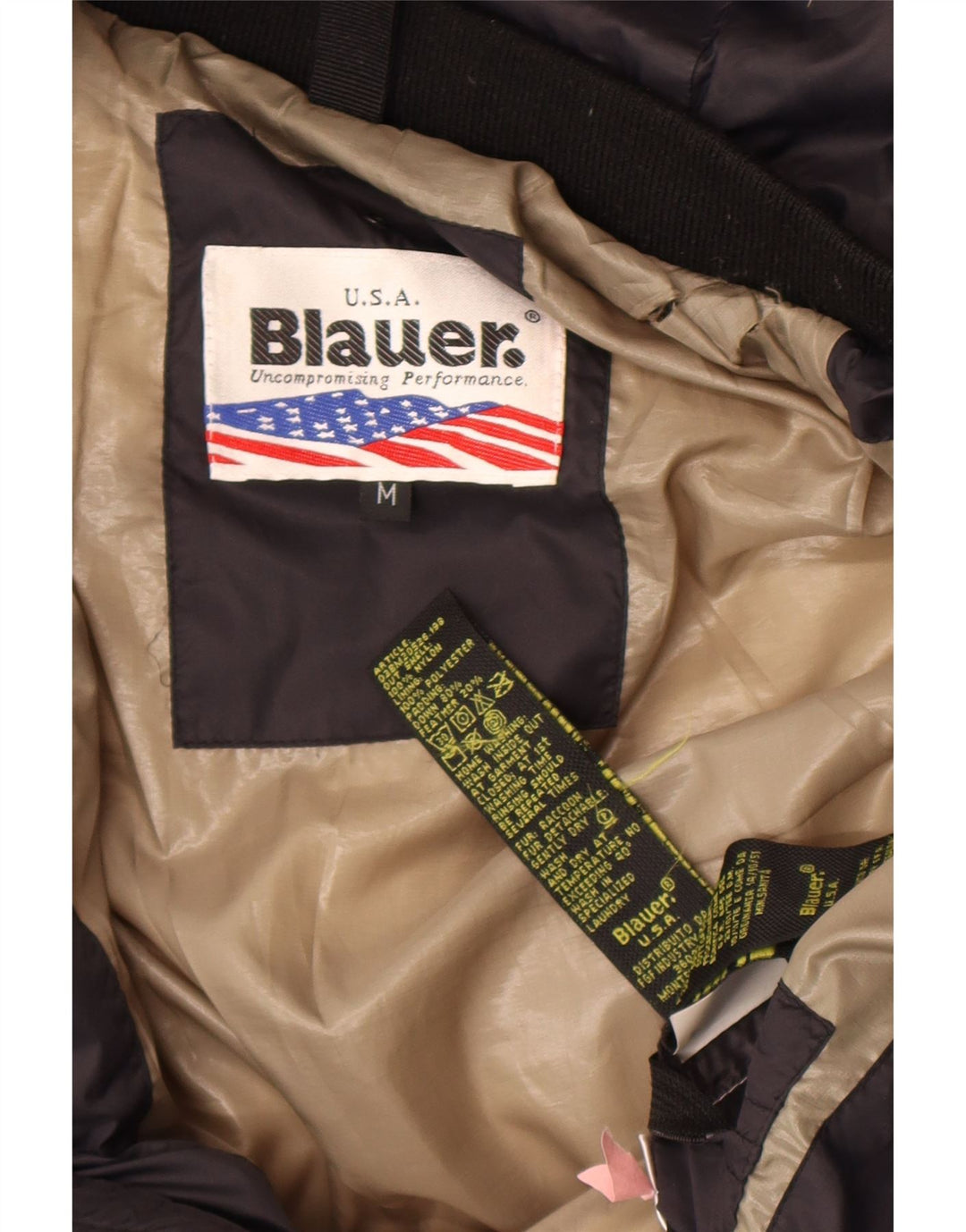 Blauer Chaqueta acolchada con capucha para hombre UK 38 Medium Black Nylon