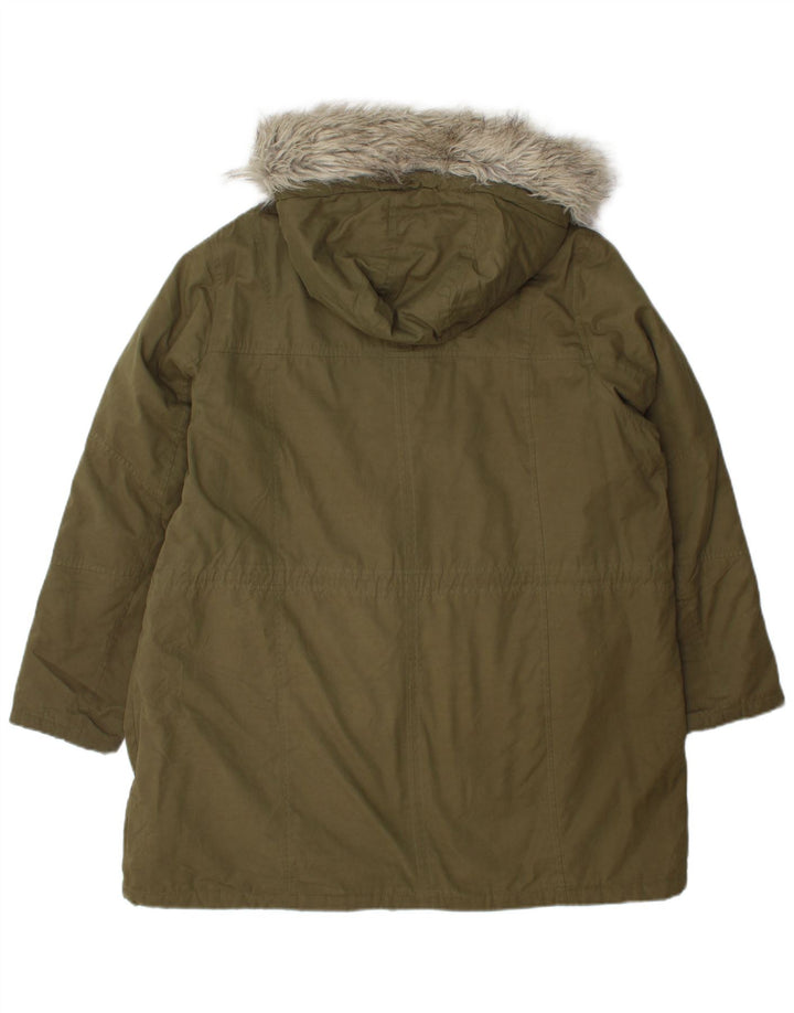 Marks & Spencer Chaqueta Parka con Capucha para Mujer UK 40 XL Poliéster Caqui