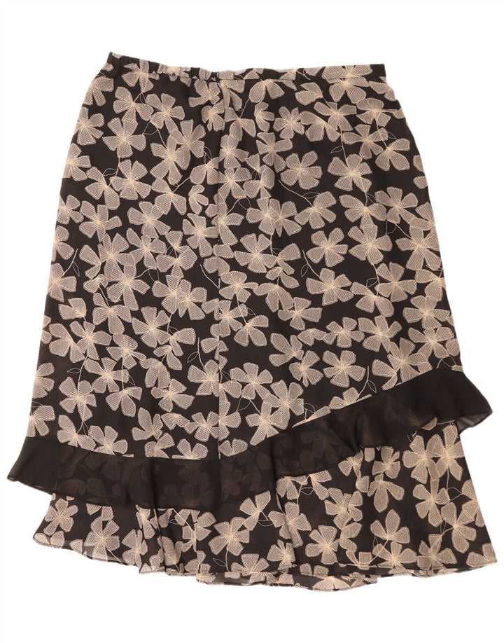 Falda recta vintage para mujer Reino Unido 22 3XL W40 Poliéster floral negro