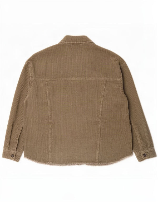 Zara Mujer Sobrecamisa Camisa De Pana Reino Unido 10 Pequeño Algodón Caqui
