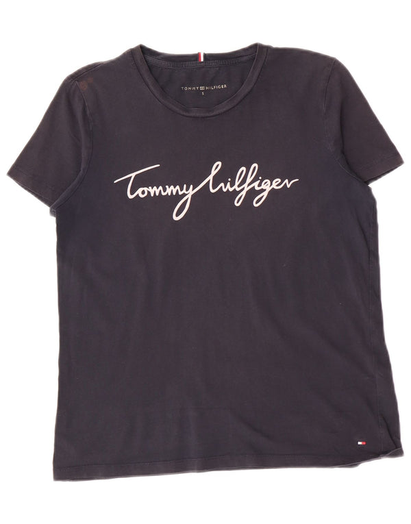 Tommy Hilfiger Camiseta gráfica para mujer Top UK 10 Small Azul marino Algodón