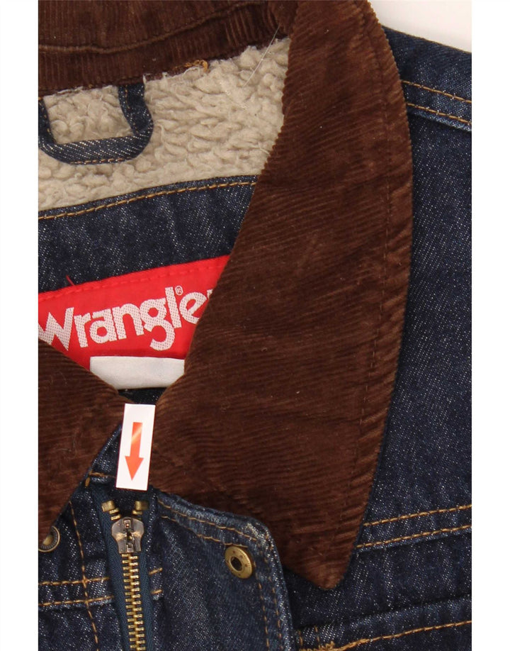 Wrangler Chaqueta vaquera Sherpa para hombre, talla 40, algodón azul grande