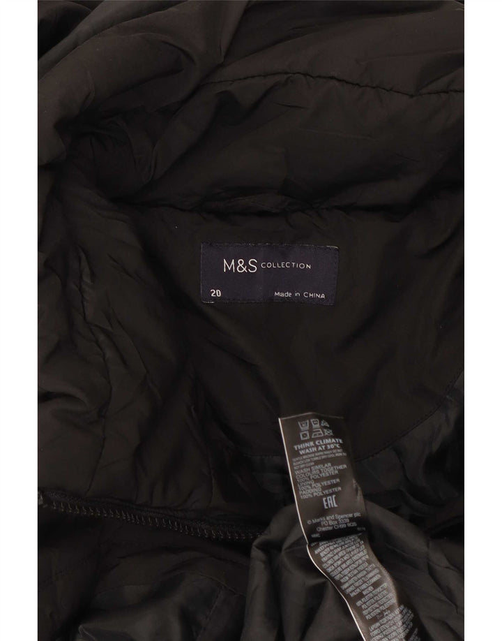 Marks & Spencer Abrigo acolchado con capucha para mujer UK 20 2XL Poliéster negro