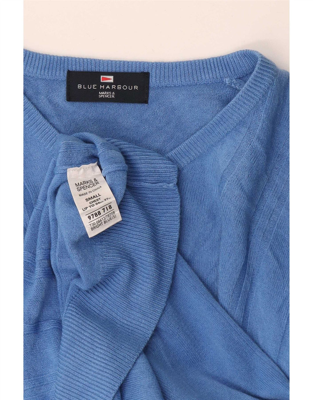Marks & Spencer Suéter Azul Harbor con Cuello en V para Mujer UK 40 Small