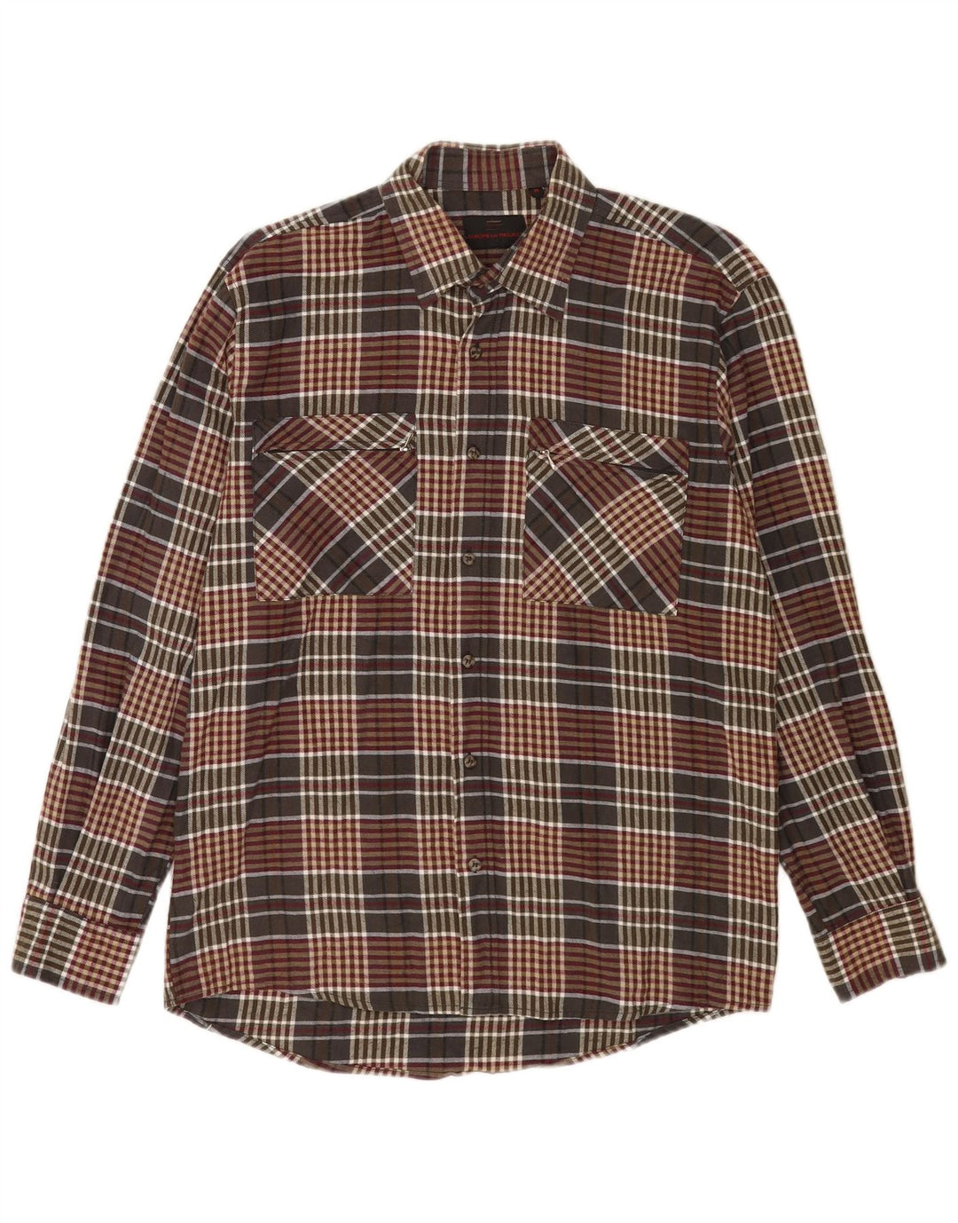 Camisa de franela para hombre de European Project Algodón a cuadros marrón medio