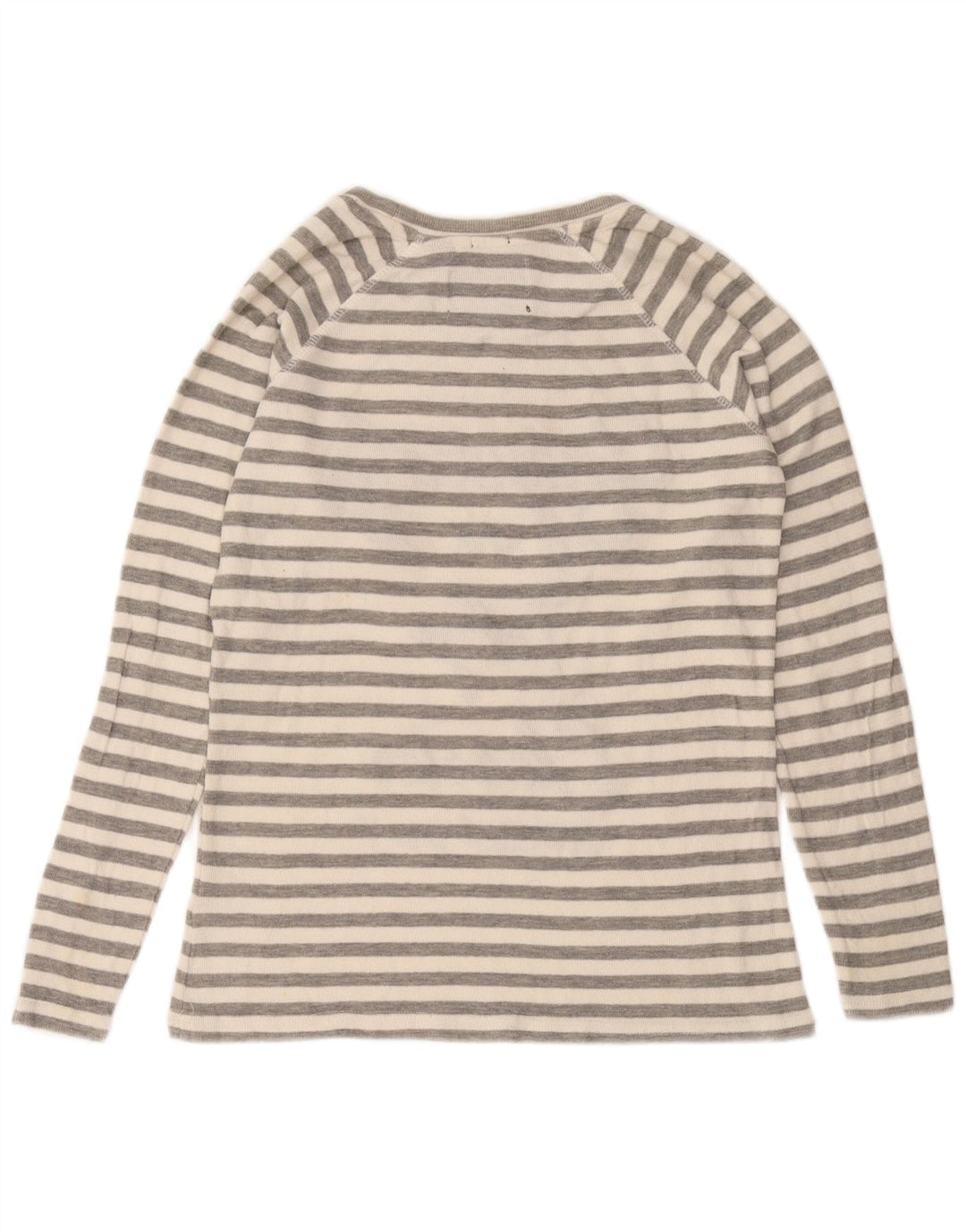 Superdry Mujer Top Gráfico Manga Larga UK 40 Pequeño Algodón A Rayas Gris