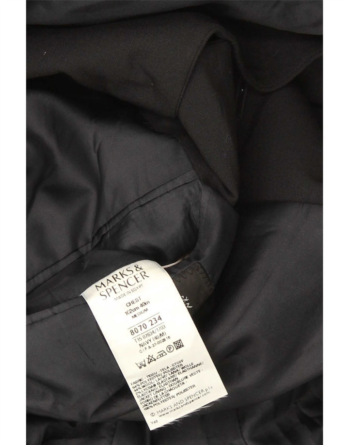 Marks & Spencer Chaqueta tipo blazer de 3 botones para hombre UK 40 Mediano Poliéster negro