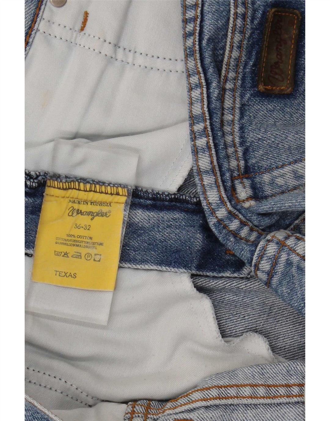 Wrangler Vaqueros rectos desgastados Texas para hombre W36 L32 Algodón azul