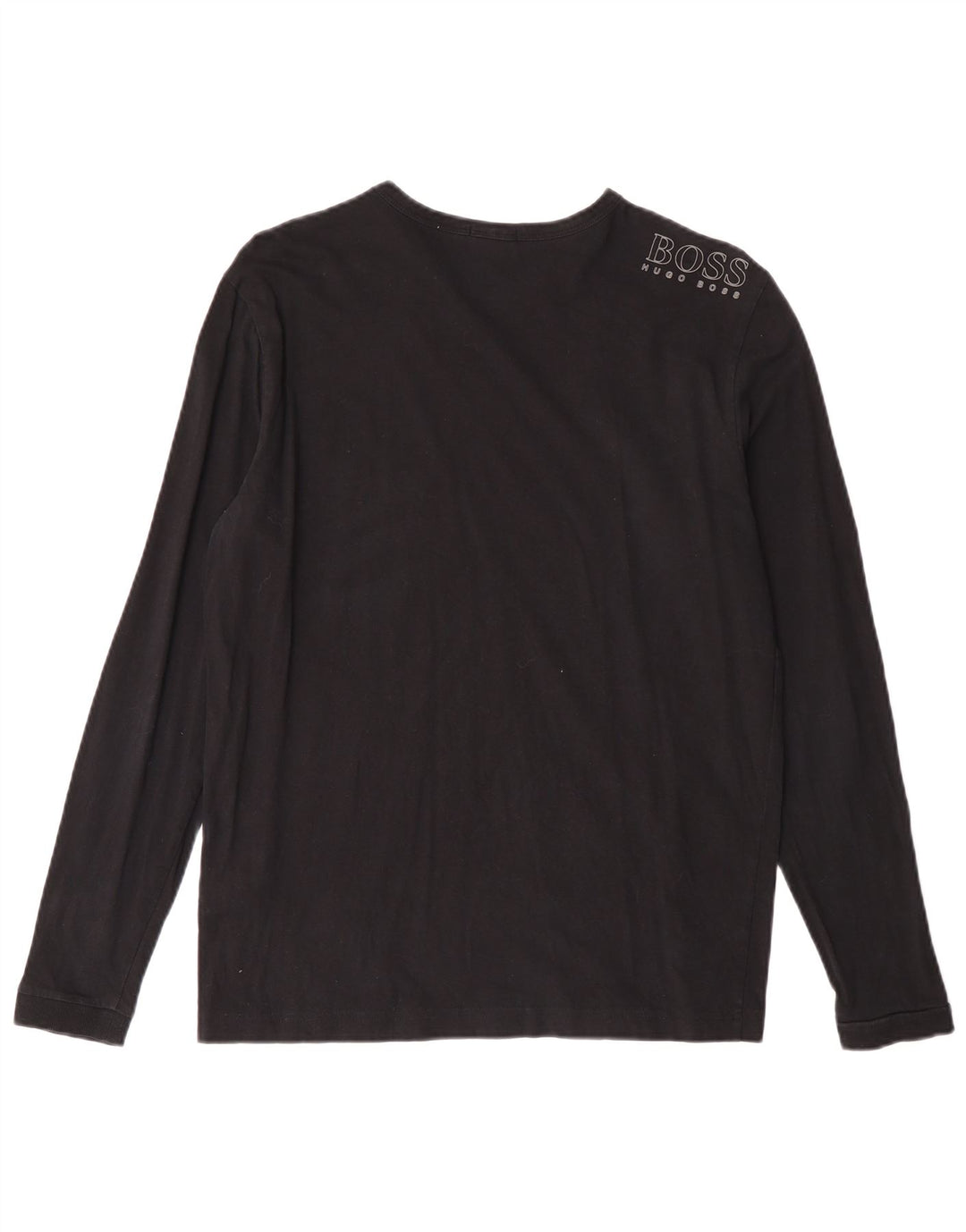 HUGO BOSS Hombre Regular Fit Top Manga Larga Pequeño Algodón Negro