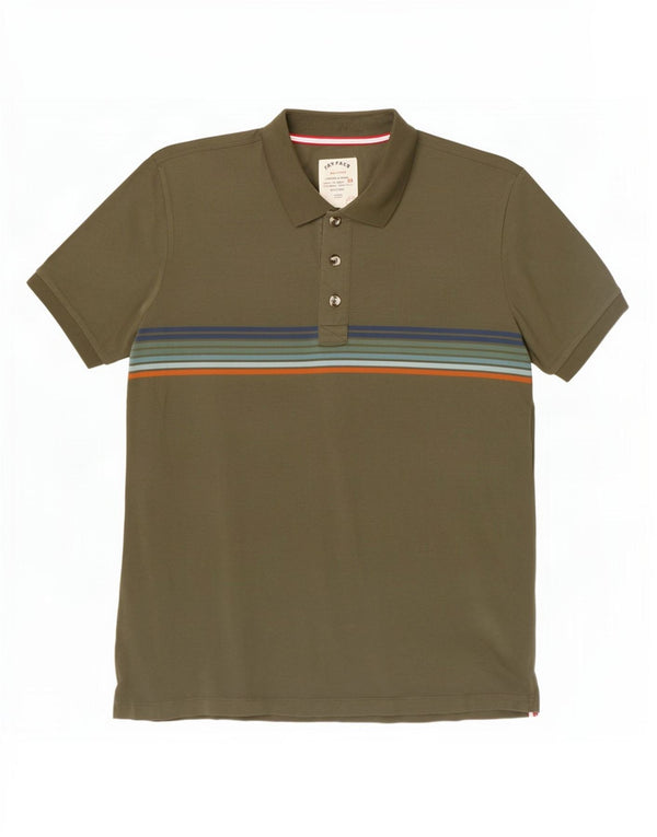Polo de hombre Fat Face XL de algodón a rayas caqui