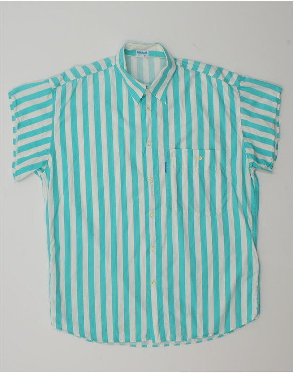 Camisa Carrera Hombre Manga Corta Rayas Azul Medio