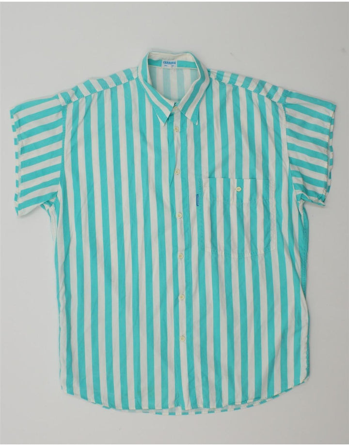 Camisa Carrera Hombre Manga Corta Rayas Azul Medio