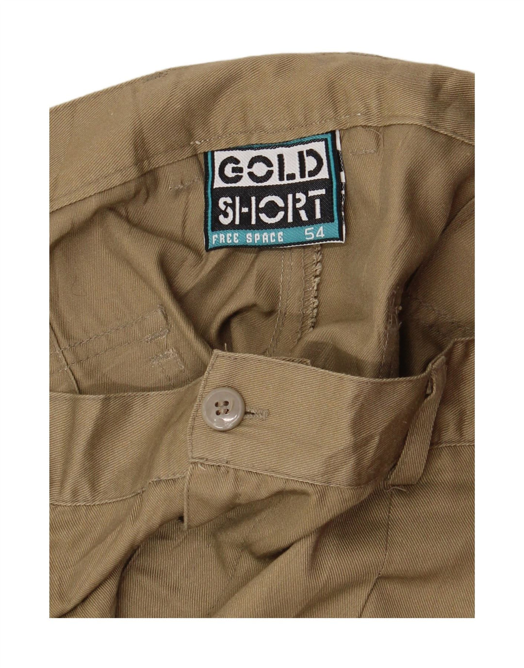 Vintage hombres pegados pantalones cortos chinos IT 54 2XL W36 Poliéster beige