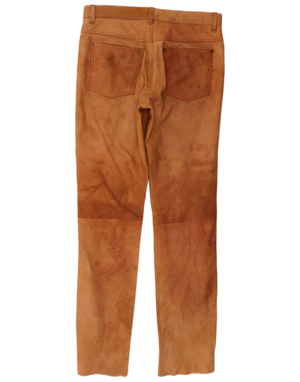 POLO Pantalón recto de ante para hombre IT 52 XL W38 L34 Cuero marrón