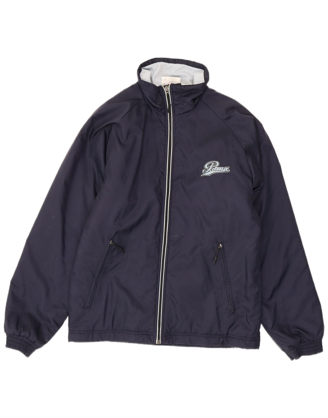 Puma Mens Chándal Top Chaqueta Pequeña Azul Marino Nylon