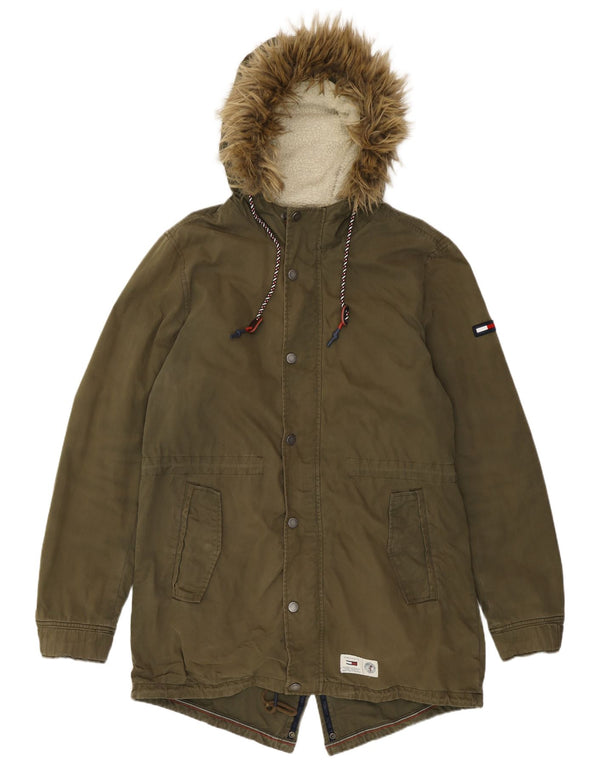 Tommy Hilfiger Chaqueta Parka Sherpa con Capucha para Hombre UK 42 XL Algodón Caqui