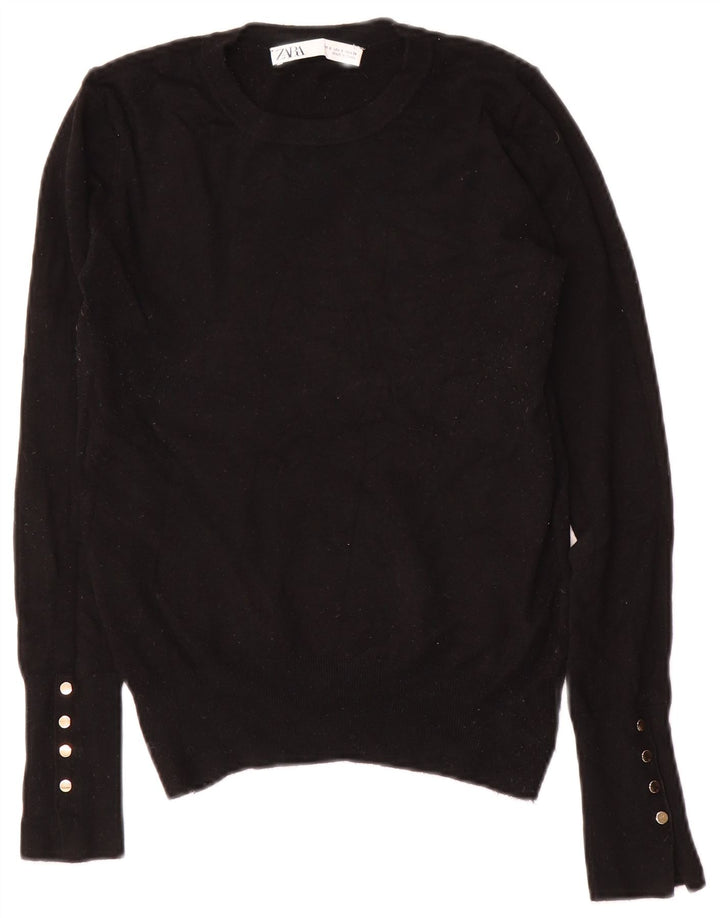 Zara - Jersey de cuello redondo para mujer, talla 40, color negro