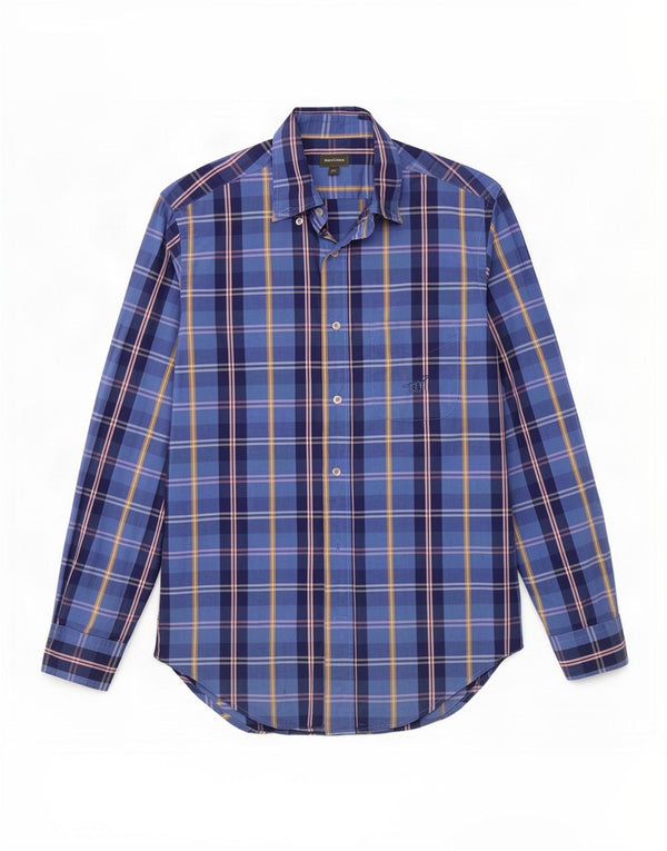 Henry Cottons Camisa para hombre Talla 39 Algodón a cuadros azul mediano