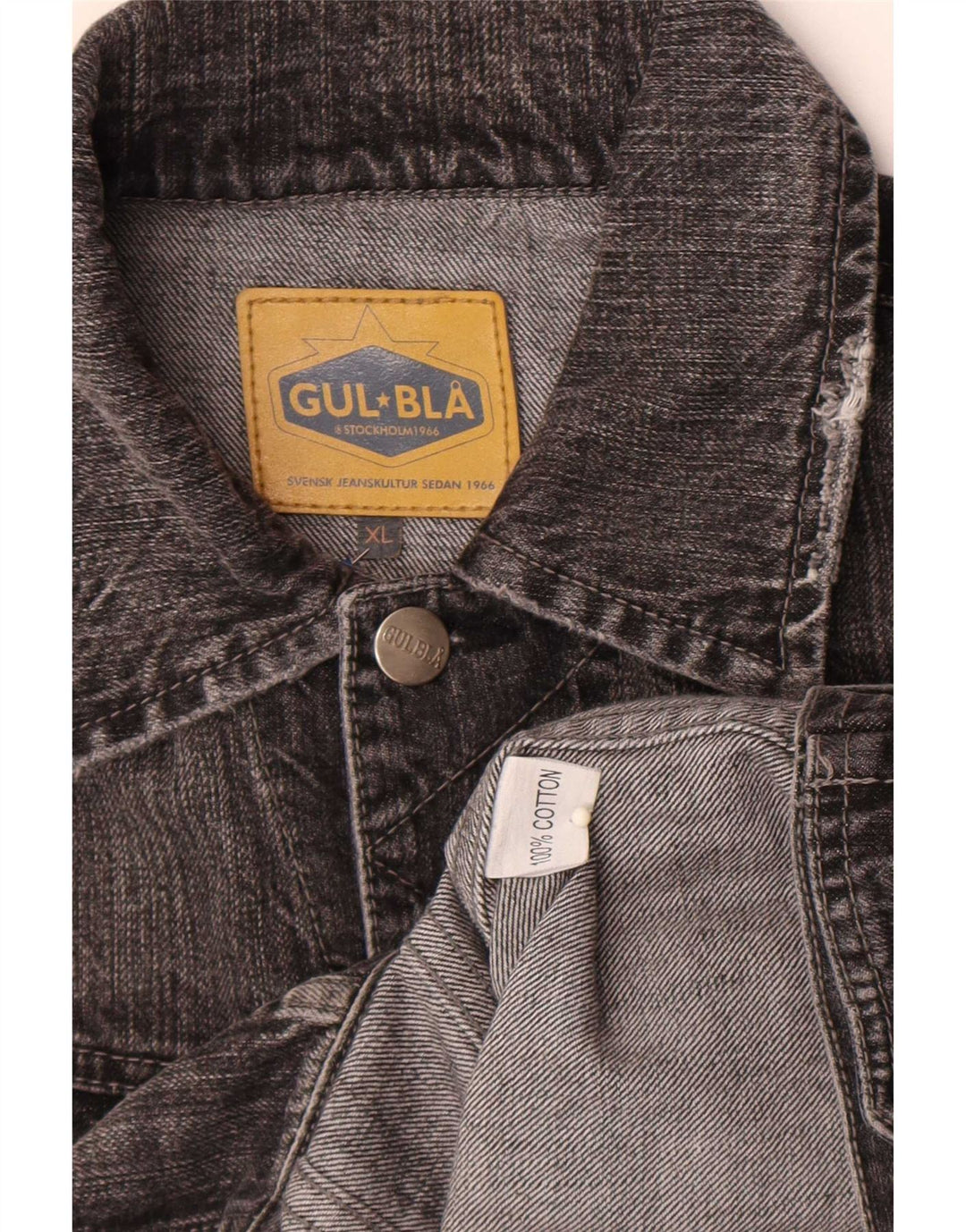 Vintage hombres chaqueta de mezclilla Reino Unido 42 XL algodón negro
