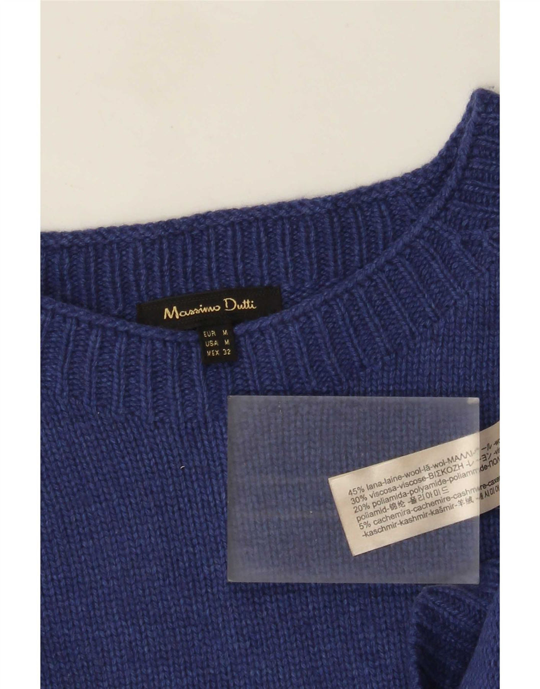Massimo Dutti Jersey Mujer Cuello Barco UK 44 Mediano Lana Azul Marino