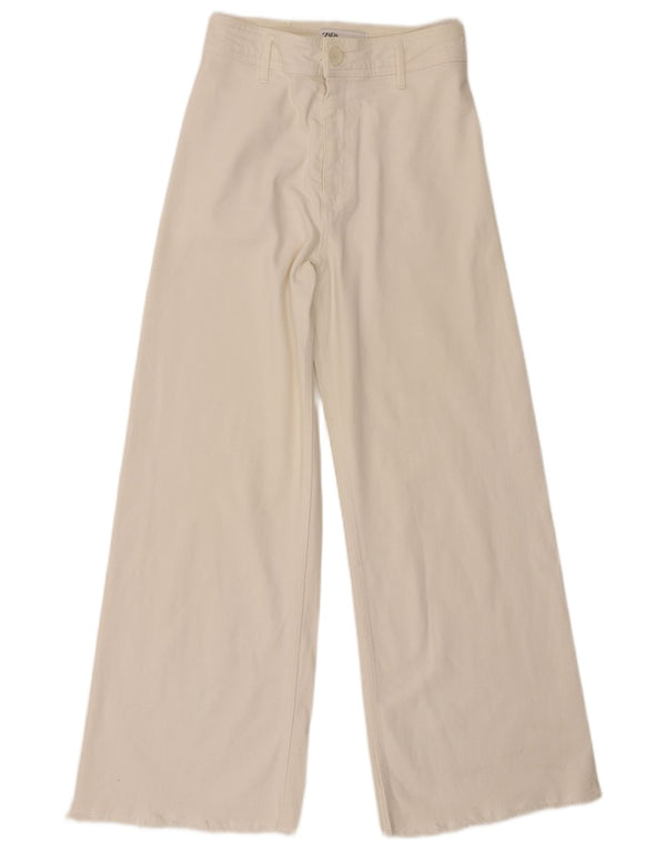 Zara Pantalones Casuales De Pierna Ancha Y Cintura Alta para Mujer EU 38 Small W28 L28 Blanco