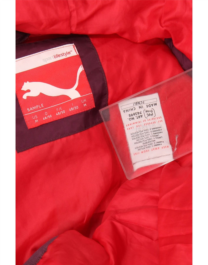 Puma Chaqueta acolchada para mujer UK 44 Medium Borgoña Colorblock Nylon