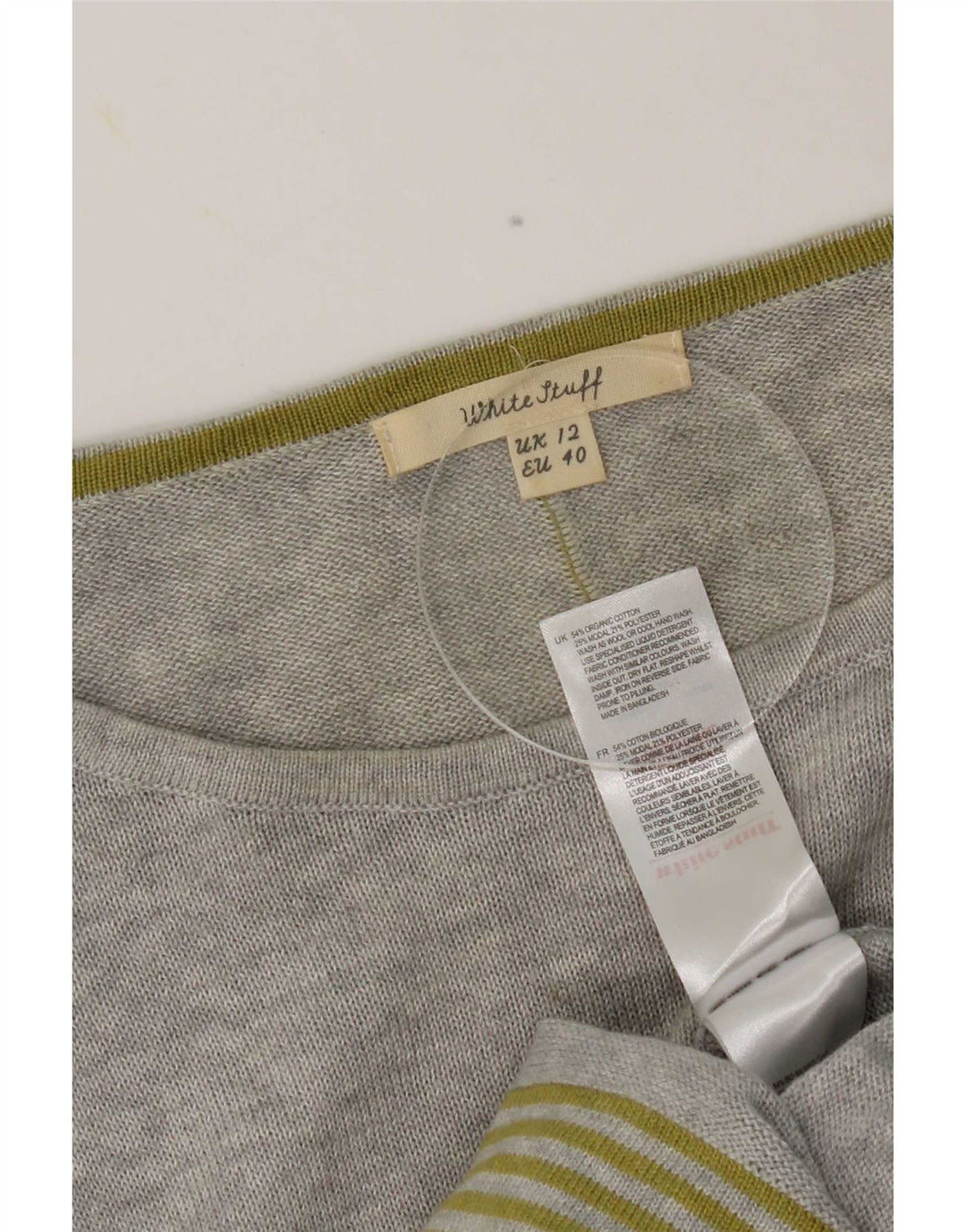 White Stuff Jersey tipo jersey para mujer con cuello barco, talla 48, color gris medio