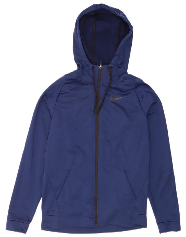 Nike Mens Dri Fit Zip Sudadera con capucha suéter pequeño azul marino poliéster