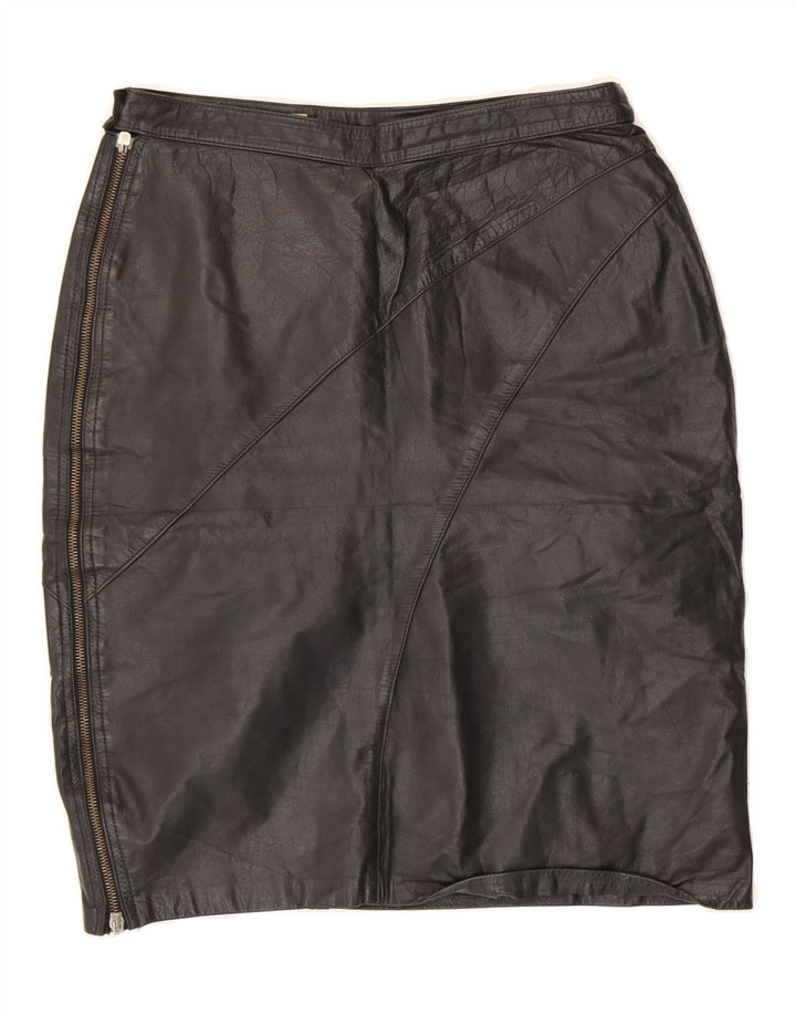 VINTAGE Womens Leather Skirt W28 Medium  Black Vintage Vintage and Second-Hand Vintage from Messina Hembry 
