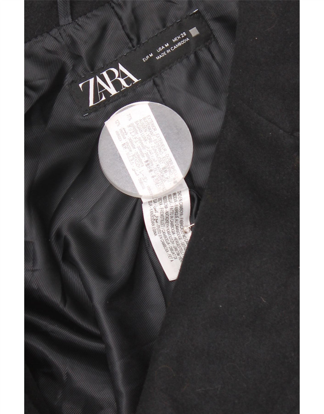 Zara Mujer Chaquetón Extragrande UK 44 Medio Poliéster Azul Marino