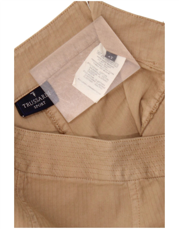 TRUSSARDI Falda recta para mujer IT 42 Medium W28 Algodón beige