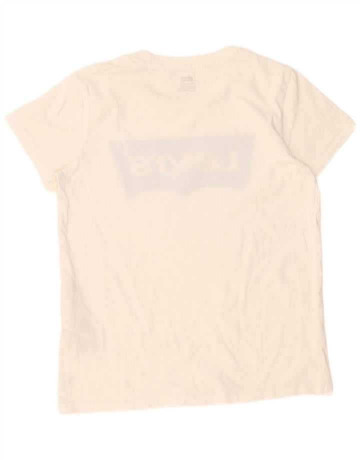 Levi's Camiseta gráfica para mujer Top UK 12 Medium White Cotton