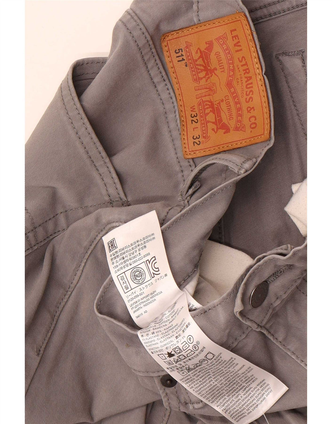 Levi's Mens 511 Slim Casual Pantalones W32 L32 Algodón Gris